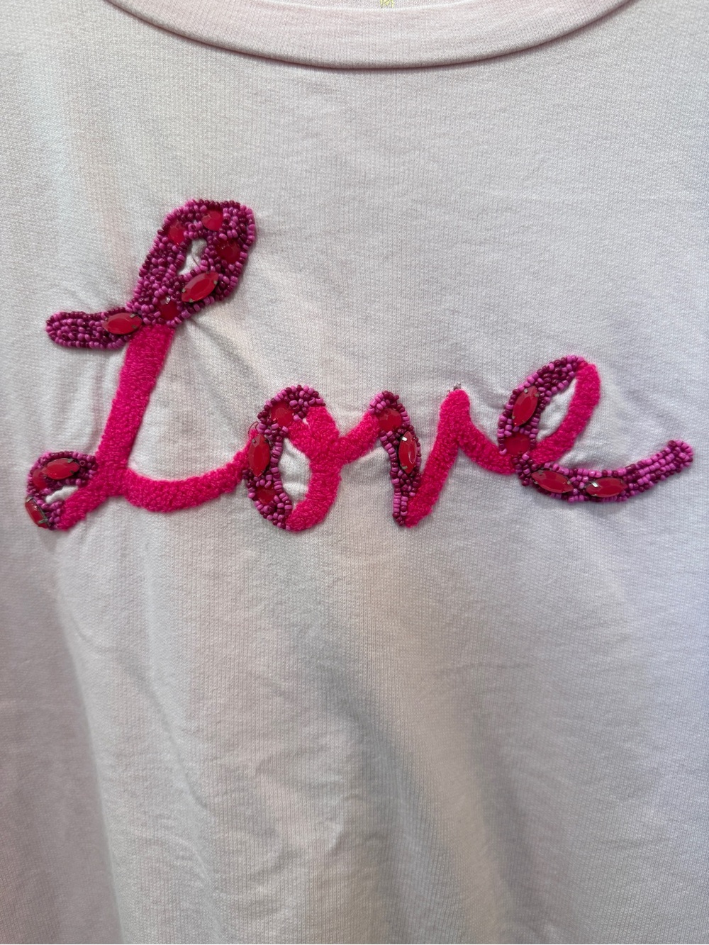 Lilly Pulitzer pink long sleeve top with beaded love design. Size M - Picture 2 of 5